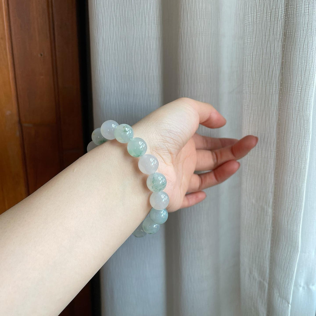 冰种飘花翡翠珠串手串（yc295796）