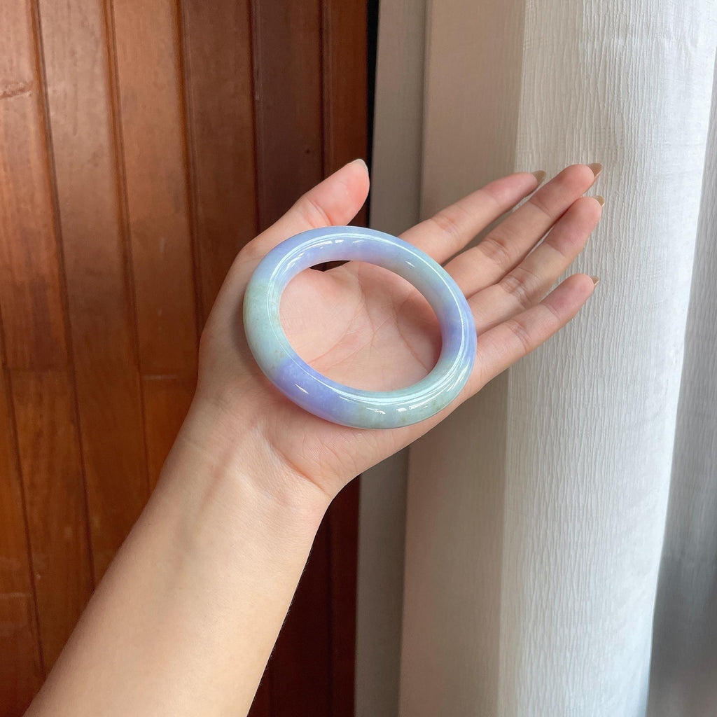细糯冰紫罗兰翡翠圆条手镯（56.7mm）（yc415363）