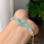 金包银镶冰种飘绿平安扣手链（yc220702）