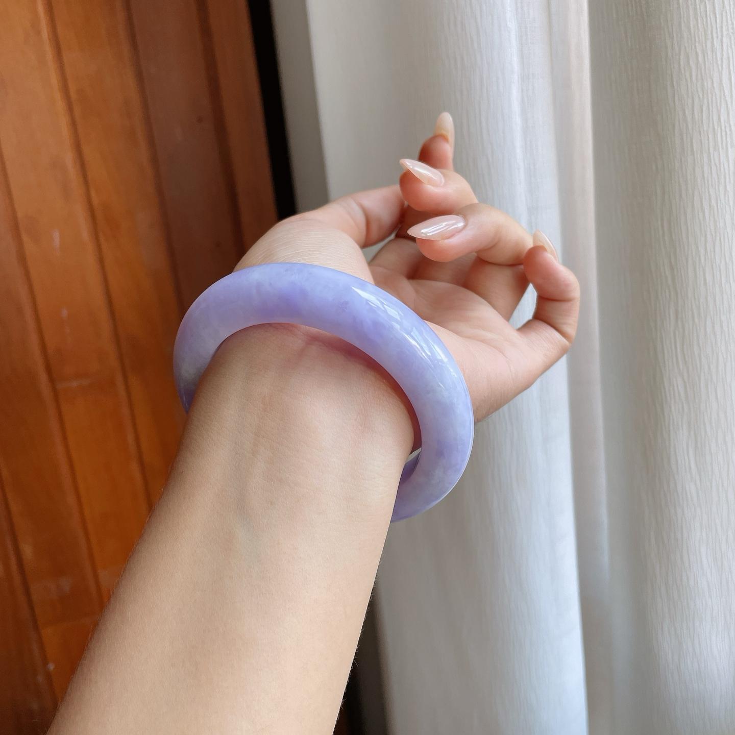 糯种紫罗兰翡翠平安镯（58.3mm）（yc242098）