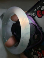 糯冰种飘花圆条手镯（54.2mm）（yc264046）