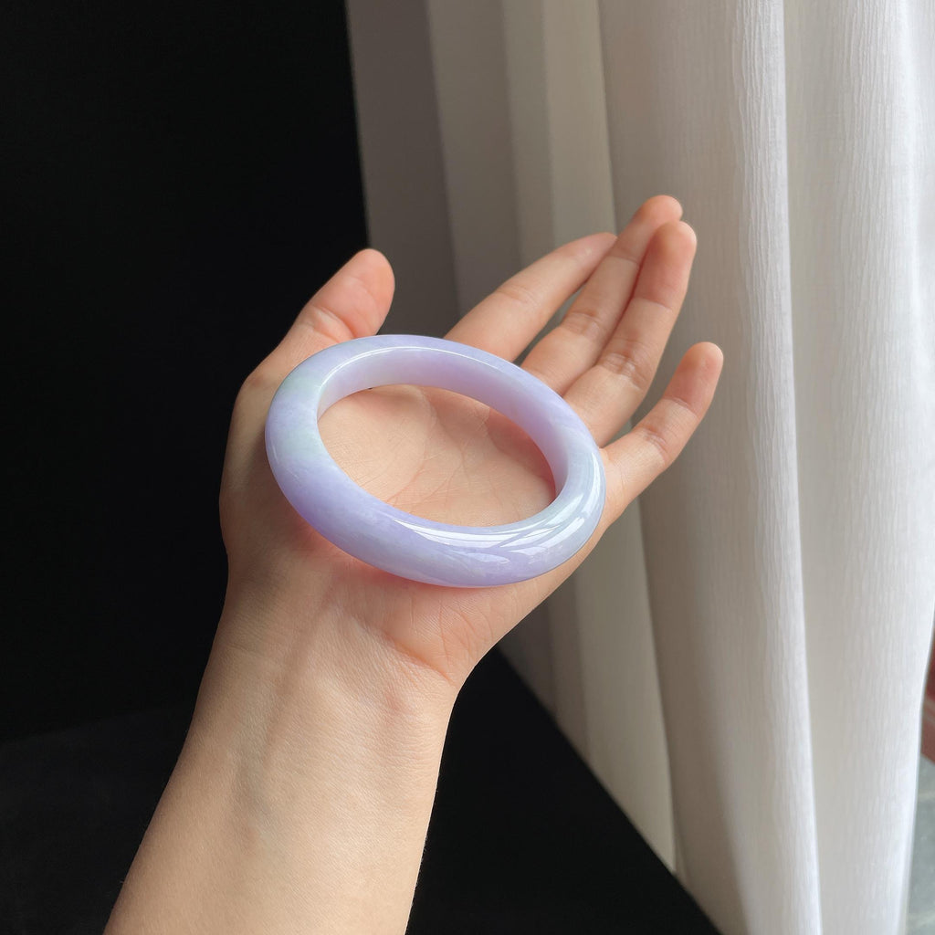 糯冰春带彩翡翠平安镯（58.5mm）（yc345506）