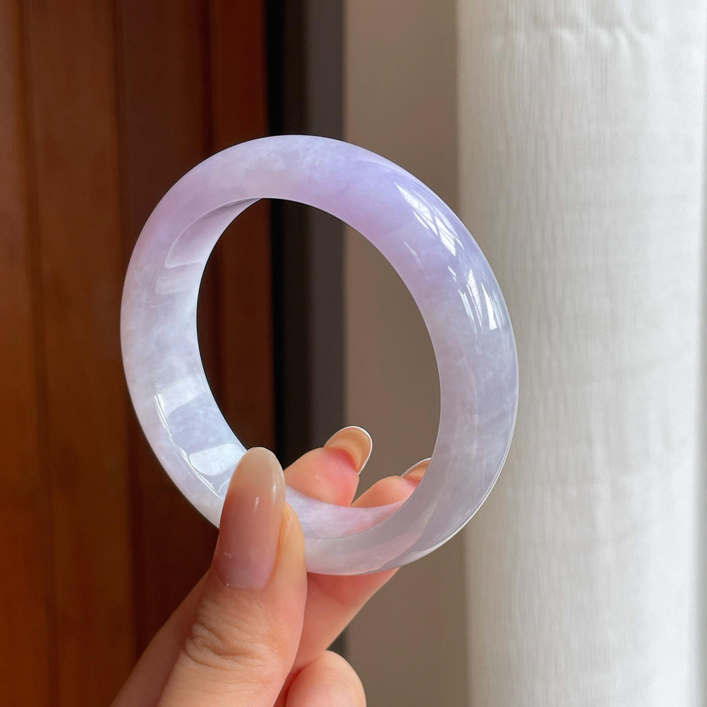 糯冰紫罗兰宽版翡翠平安镯（55mm)（yc407457）