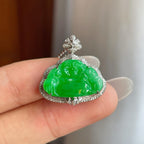 18k金钻镶糯冰满绿翡翠佛公（yc257843）