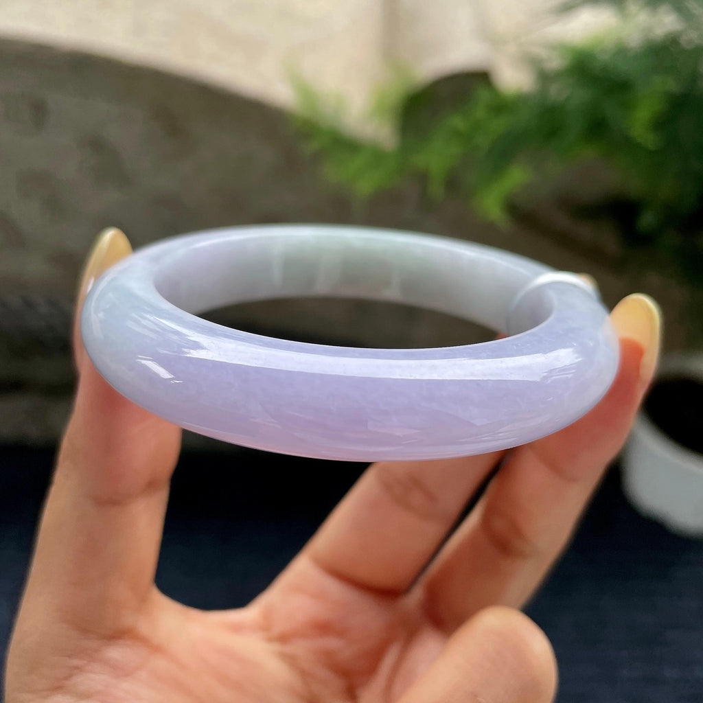 细糯种紫罗兰正圈平安镯56圈 天然缅甸A货翡翠（yc489154）