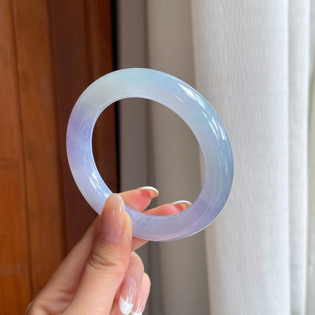 冰种紫罗兰翡翠圆条手镯（56mm)（yc399308）
