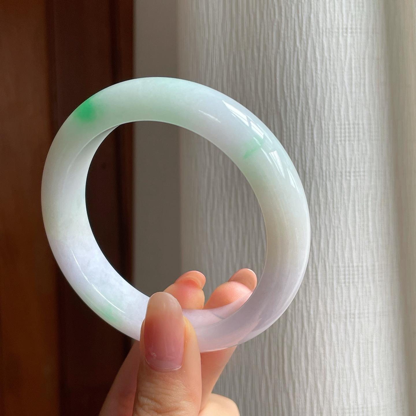 糯冰淡春彩翡翠平安镯（57.7mm)（yc349365）