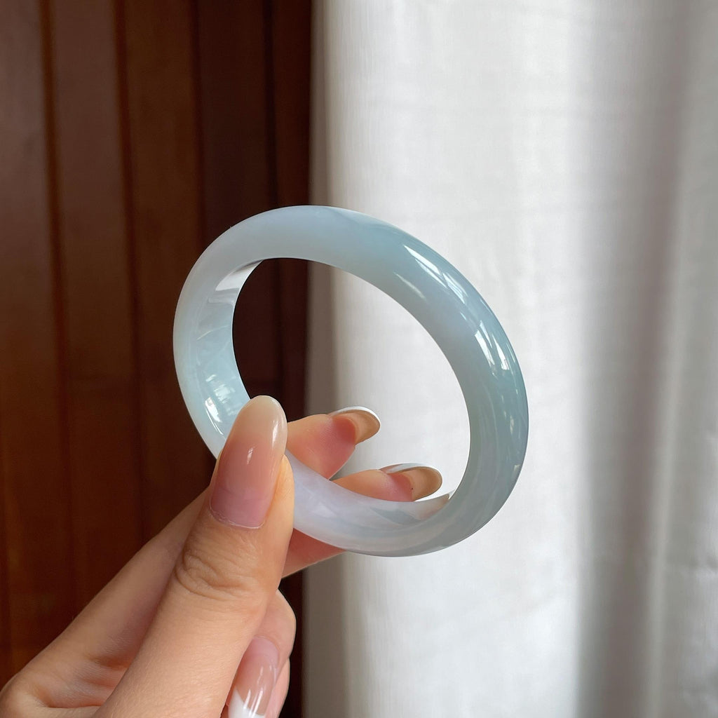 糯冰蓝晴翡翠贵妃镯（53.7mm)（yc424281）