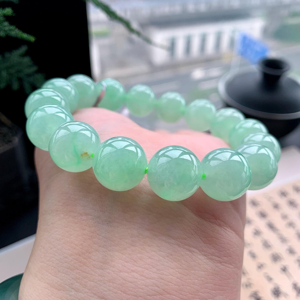 糯冰种晴水洒金手串 天然缅甸A货翡翠（yc473097）