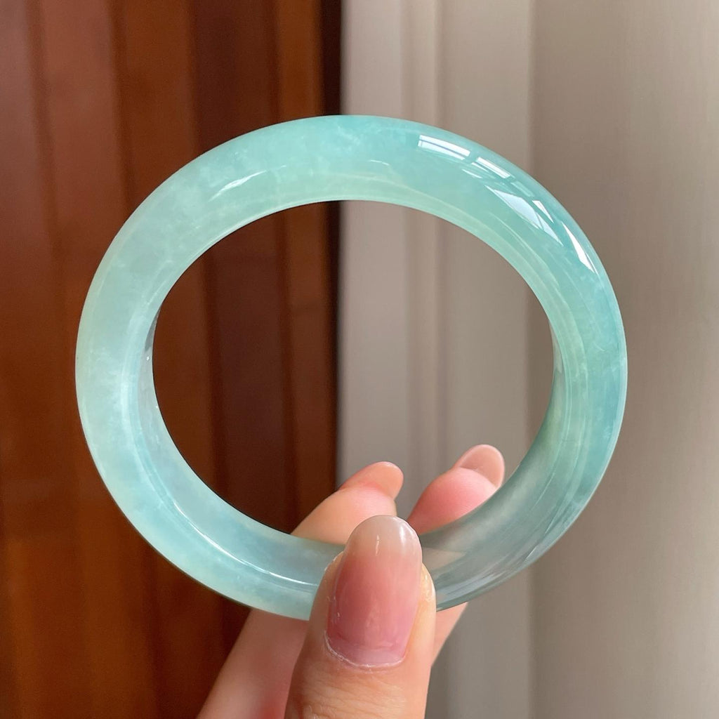 冰种晴底翡翠平安镯（54.3mm)（yc363424）