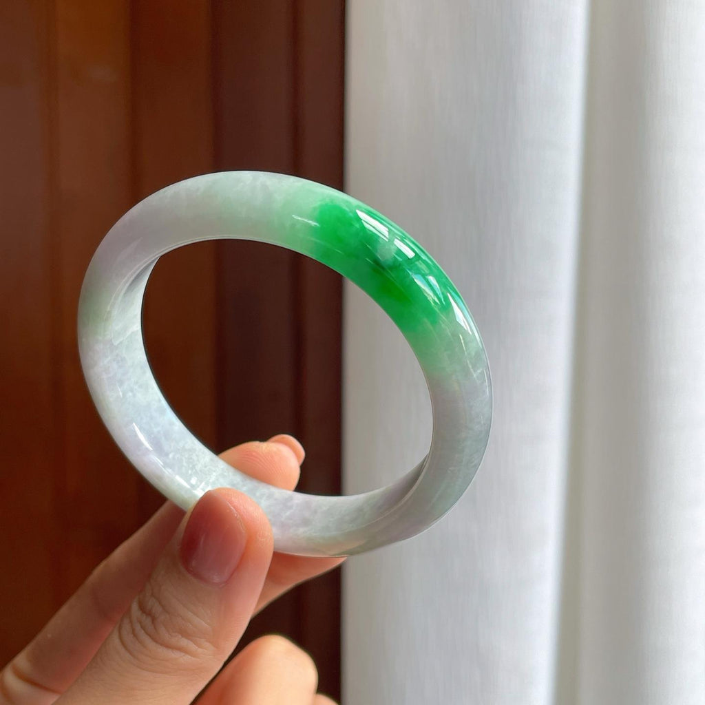 糯种带色翡翠平安镯（54.8mm）（yc276556）