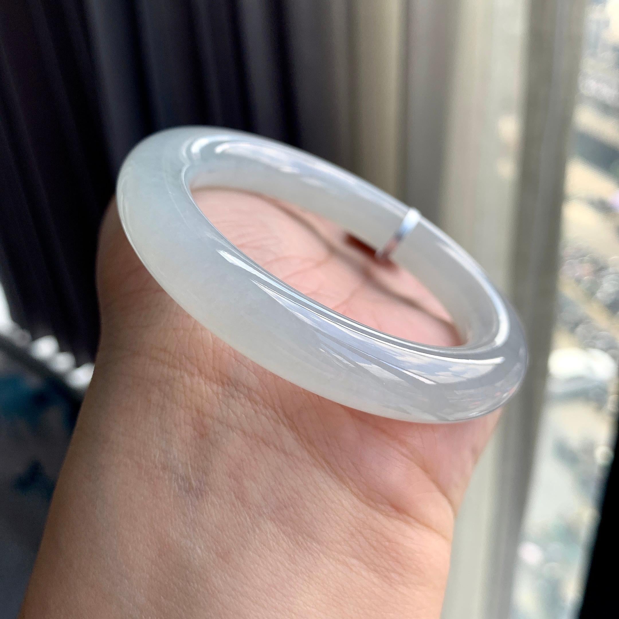 糯冰种无色圆条手镯（53.8mm）（yc225079）