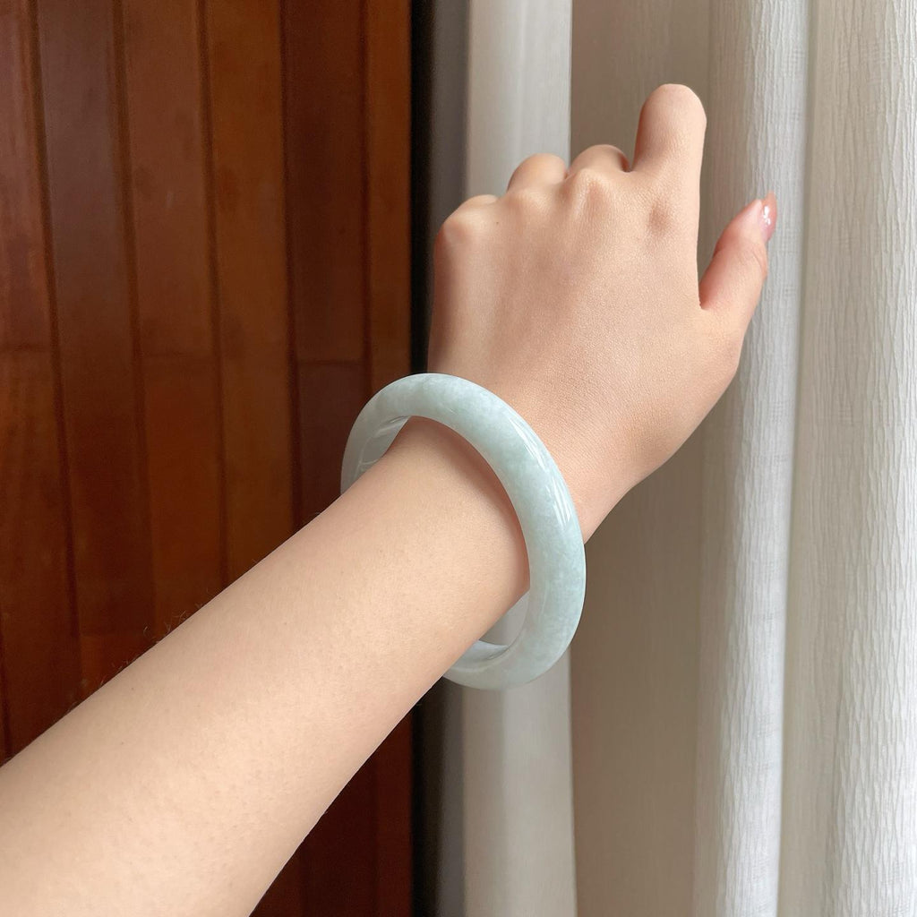 糯冰带色翡翠平安镯（59.5mm)（yc354251）