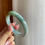 细糯冰飘花翡翠特色平安镯（64mm）（yc286506）