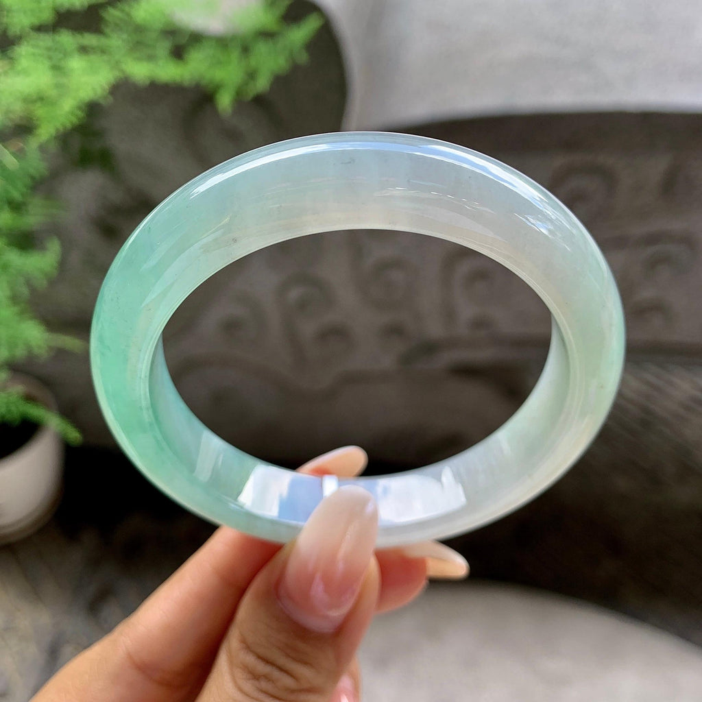糯冰种湖水绿平安镯（56.8mm）（yc203702）