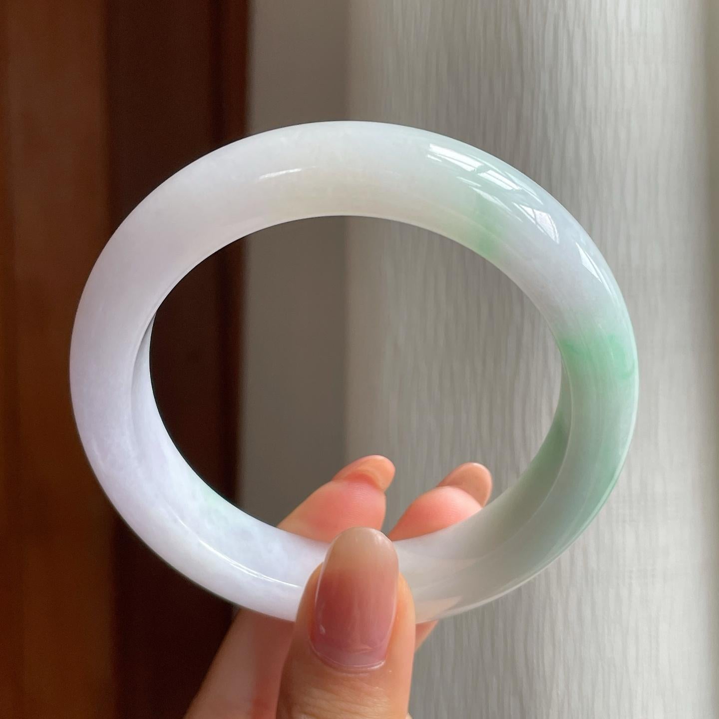 糯冰淡春彩翡翠平安镯（57.7mm)（yc349365）