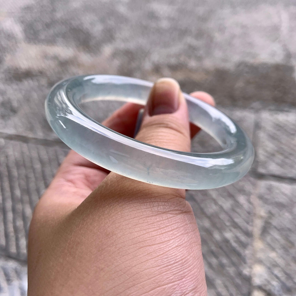 糯冰种淡晴底圆条手镯（53mm）（yc195914）