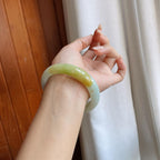 糯冰黄翡翡翠平安镯（60.5mm）（yc242099）