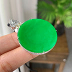 18K金钻镶冰种满绿无事牌吊坠（yc248218）