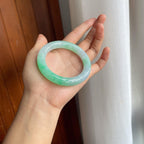 糯冰带色圆条翡翠手镯（54mm）（yc225097）