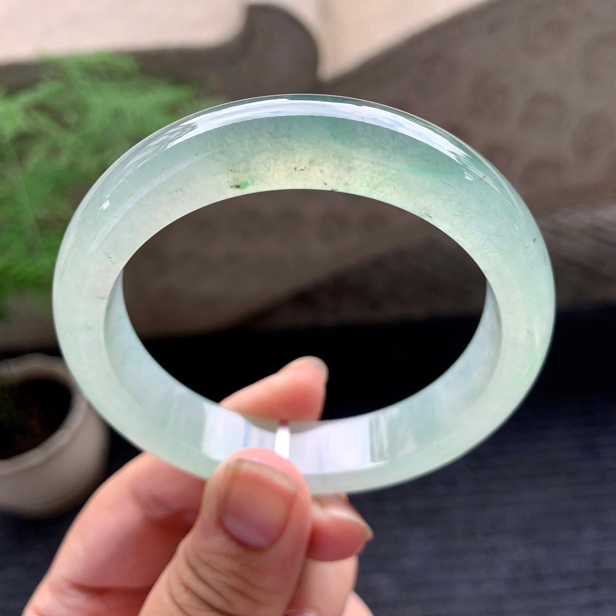 糯冰种晴水平安镯（57.3mm）（yc195953）