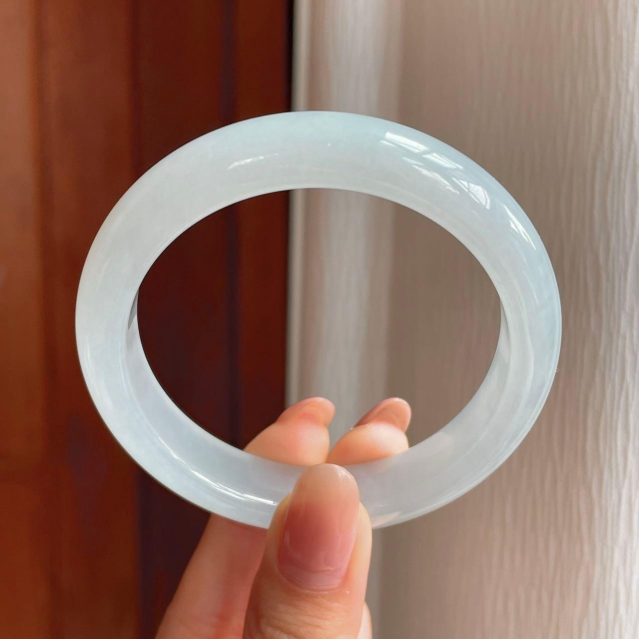 冰种晴底翡翠平安镯（55.5mm)（yc350439）