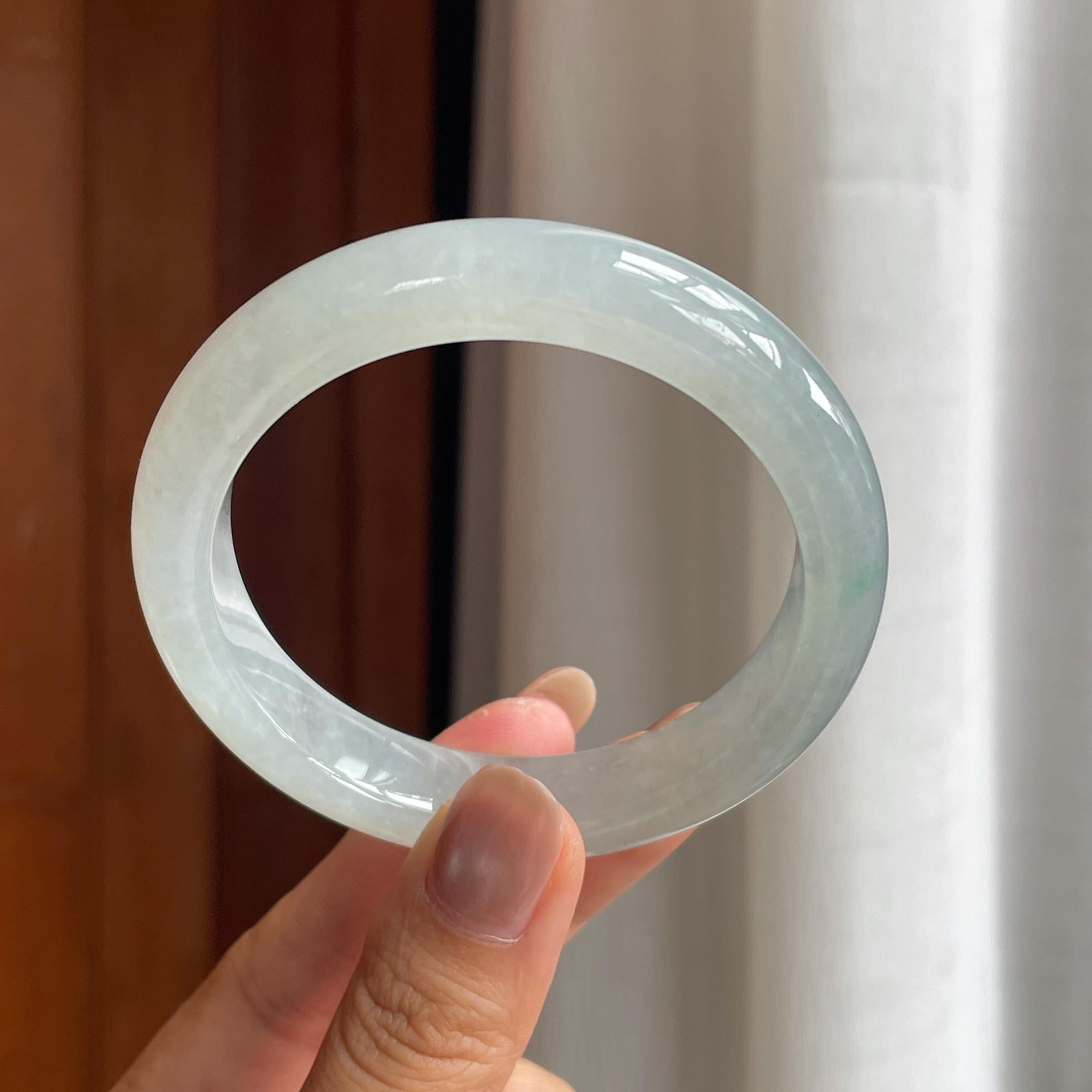 冰种晴底翡翠平安镯（56mm）（yc411289）