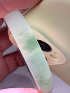 细糯种飘绿花圆条手镯 55.3圈口 天然缅甸A货翡翠（yc383121）