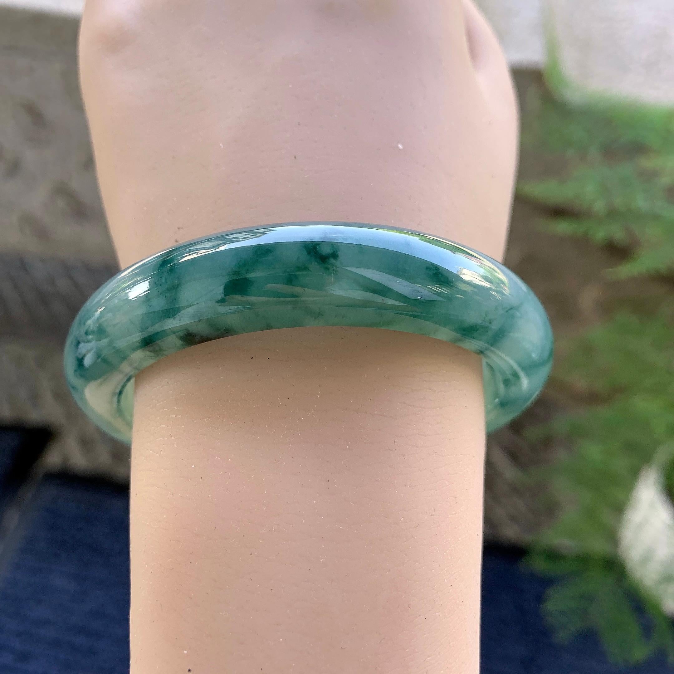 糯冰种飘花平安镯（57.6mm）（yc249458）