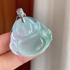 18k金扣冰种蓝晴底翡翠佛公（yc261410）