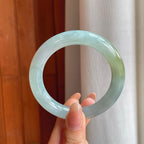 冰种飘黄翡翠圆条手镯（55mm)（yc360254）
