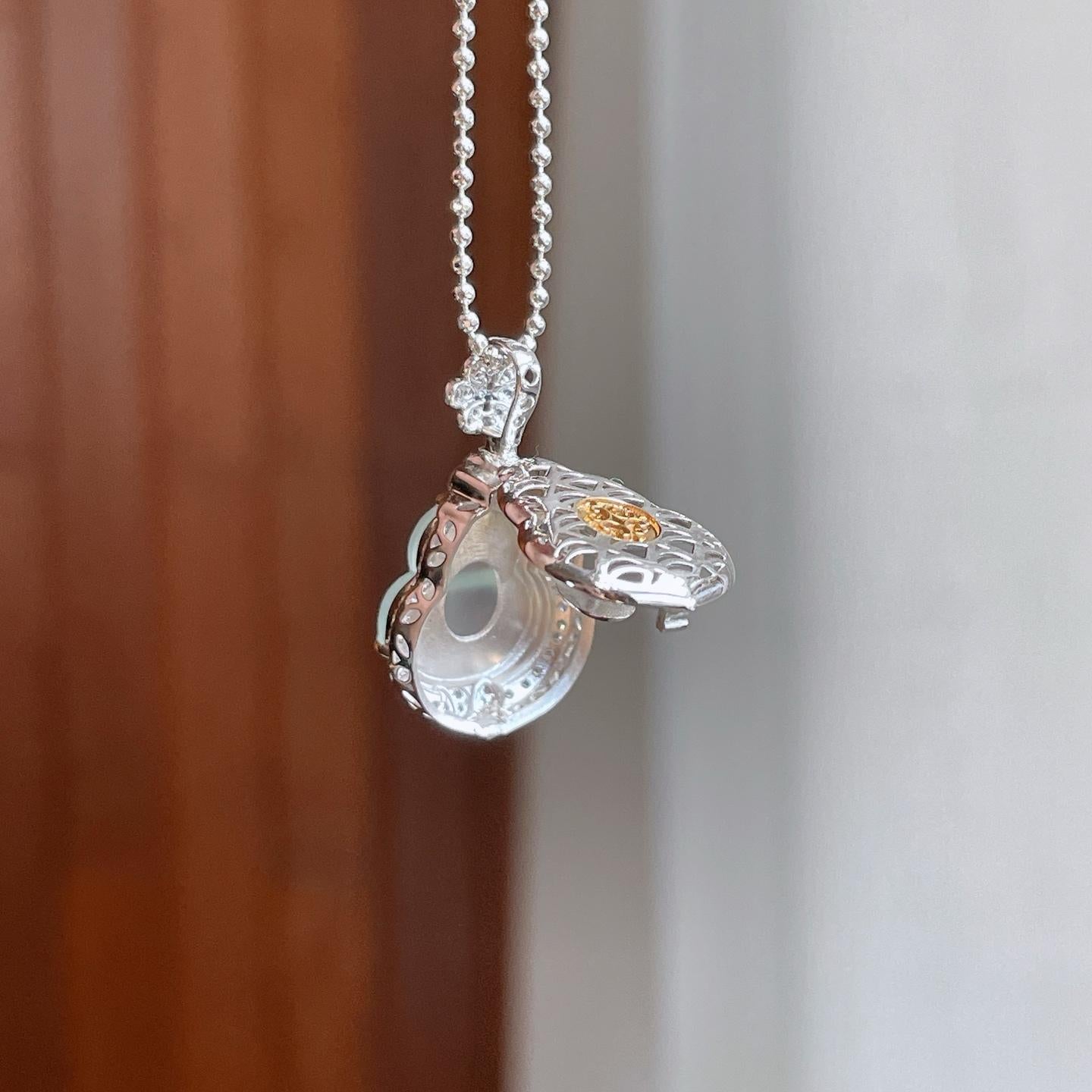 18k金钻镶冰种无色翡翠葫芦（yc323027）