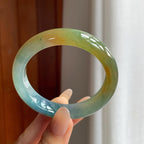糯冰黄翡特色翡翠平安镯（54.7mm）（yc240480）