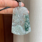 18k金钻镶冰种飘花翡翠龙牌（yc296402）