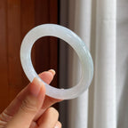 糯冰带底色翡翠圆条手镯（54.5mm）（yc407615）