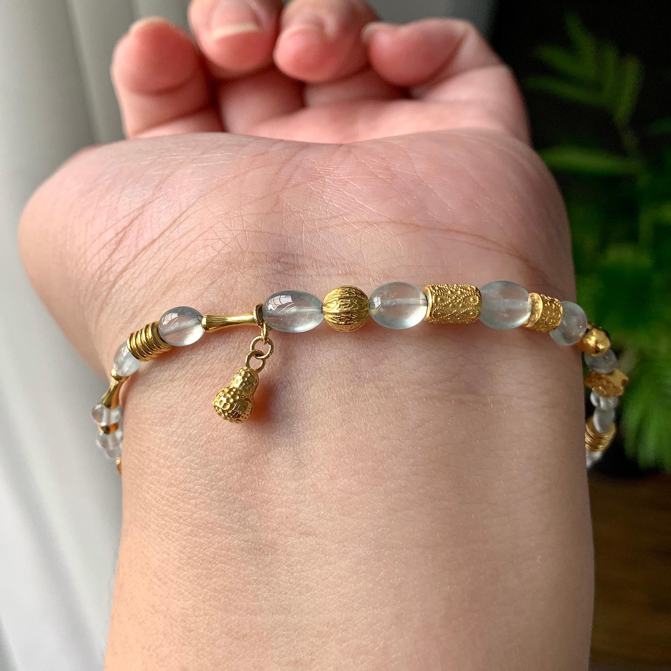 18K金钻镶冰种无色随型珠子手链（yc225055）