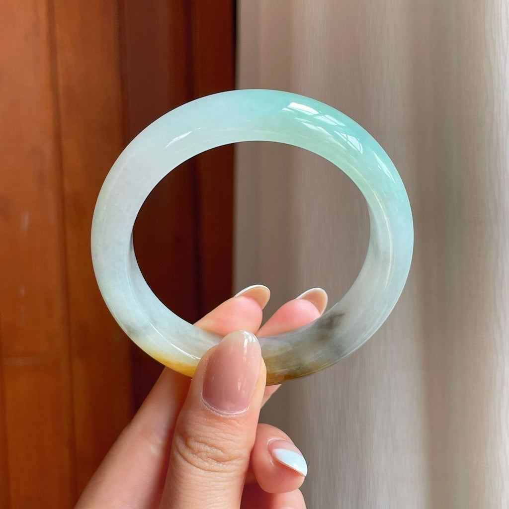 糯冰黄翡特色镯翡翠平安镯（53.8mm）（yc374197）