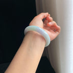 糯冰带色翡翠平安镯(56mm)（yc348932）
