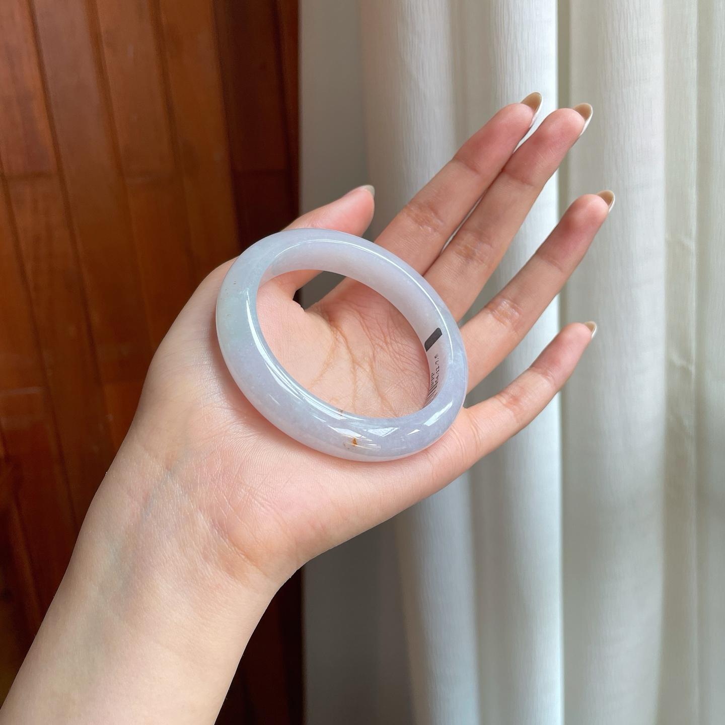 糯冰淡底色翡翠平安镯（53.8mm)（yc373462）