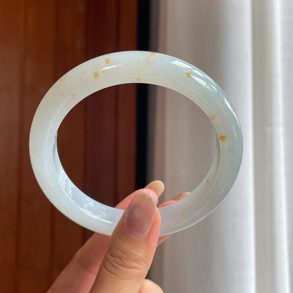 糯冰种特色黄翡翡翠平安镯(66.6mm)（yc420135）