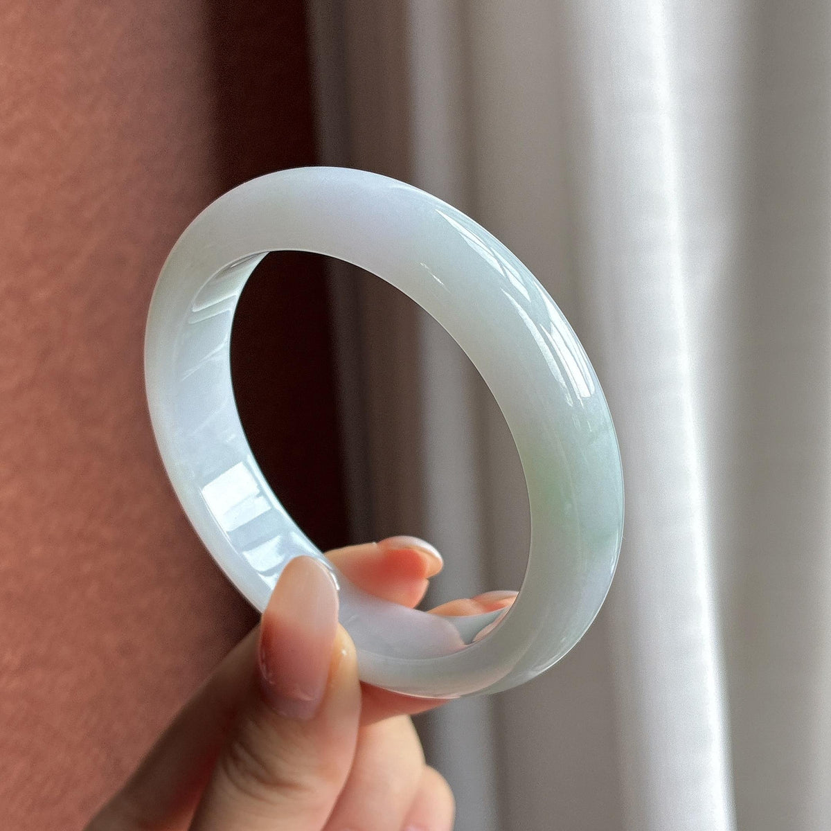 细糯冰淡春底正圈平安镯 56圈（yc774307）