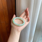 糯冰晴底飘花翡翠平安镯（55mm）（yc289666）