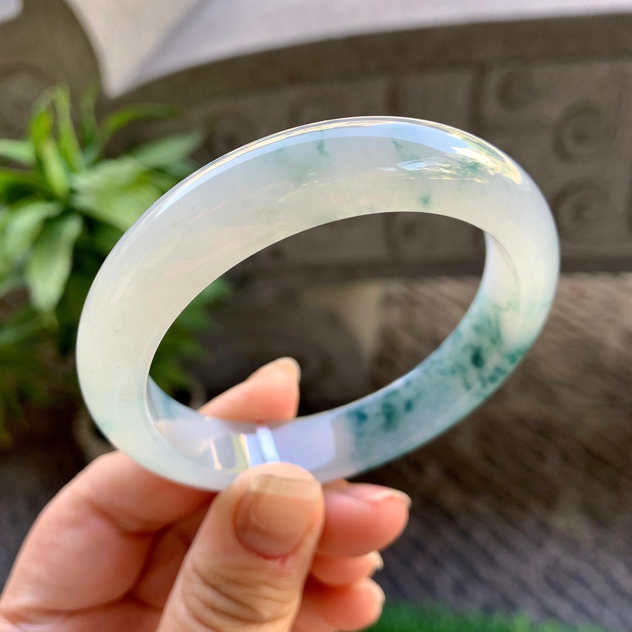 糯冰种飘花平安镯（55.6mm）（yc307322）