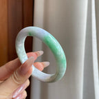 细糯冰飘花翡翠平安镯（54mm）（yc282590）