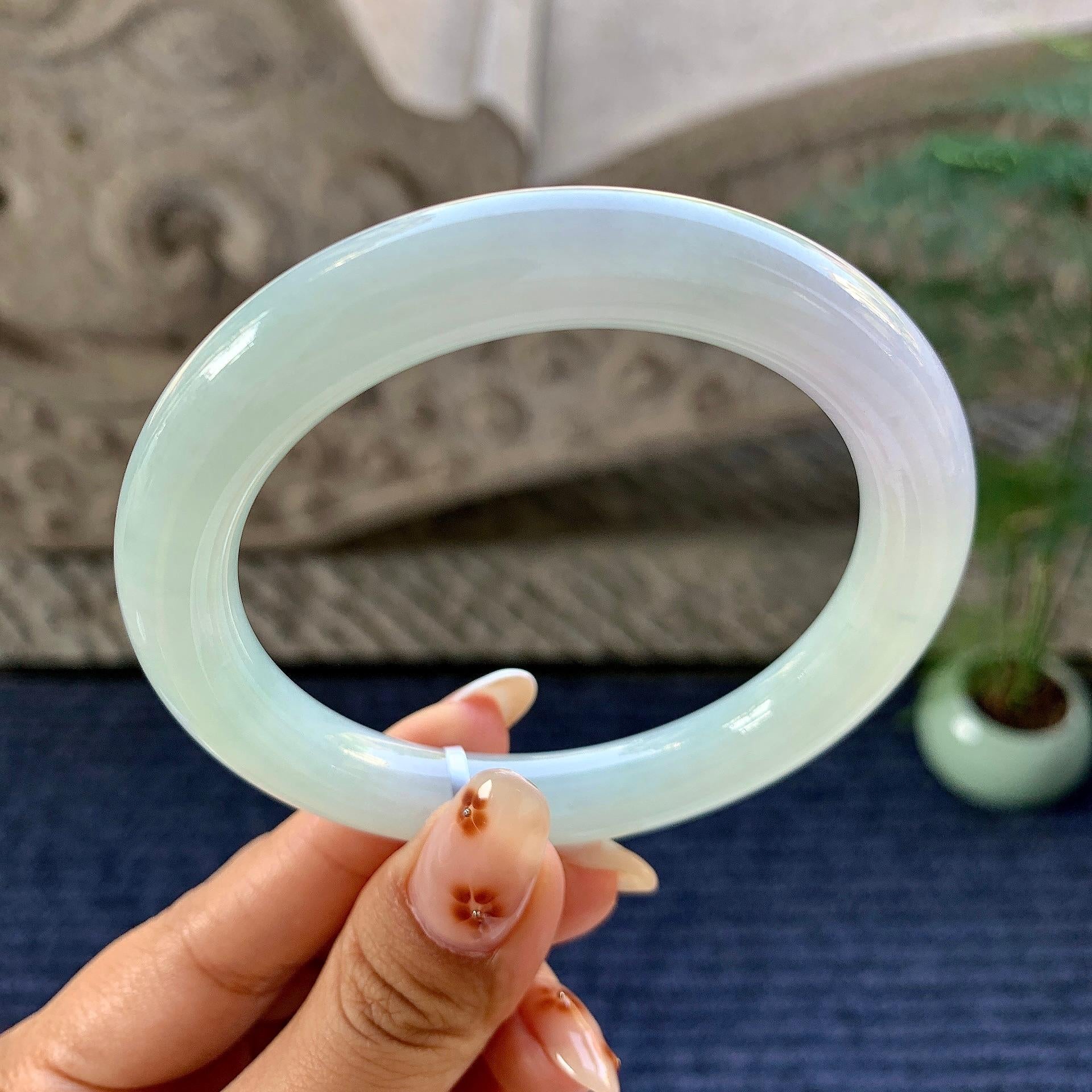 细糯种淡春彩圆条手镯（58.8mm）（yc249451）