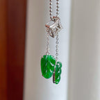 18k金镶糯冰满绿翡翠叶子（yc244916）