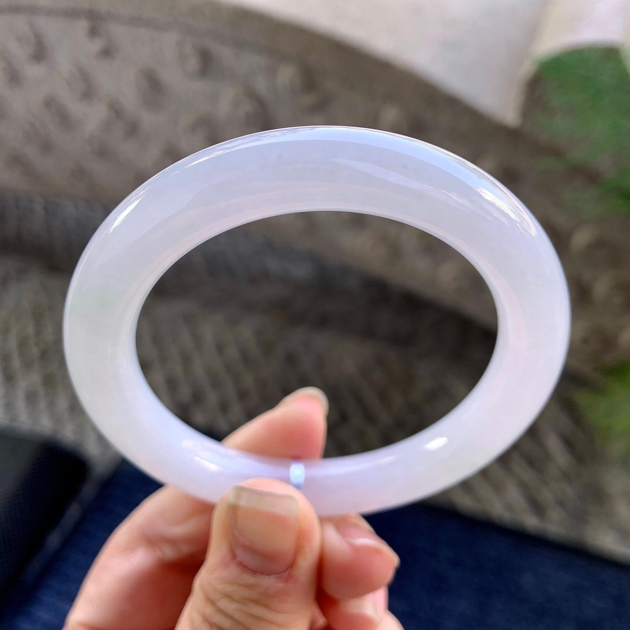 糯冰种无色圆条手镯（53.7mm）（yc305700）