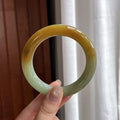 糯冰黄翡特色圆条手镯 56圈 天然缅甸A货翡翠（yc484602）