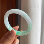 糯冰带色翡翠平安镯（57mm）（yc404831）