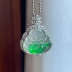 18k金镶冰种带色翡翠佛公（yc241865）